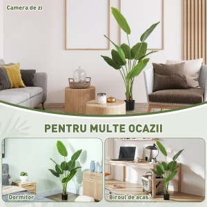 Plantă Artificială de 160 cm cu 10 Frunze Verzi din PEVA și Vas de Ø16.5x13.5 cm - Img 5