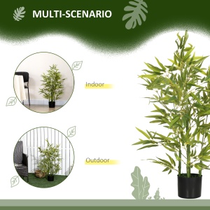 Plantă Artificială de Bambus Înaltă de 90 cm cu 504 Frunze din PEVA și PP Verde cu Ghiveci de Ciment Ø15x12.5 cm - Img 5
