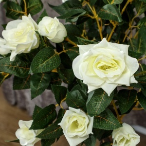 Plantă Artificială de Trandafir cu 21 de Flori Ø18x90 cm Portocaliu cu Vas - Img 7