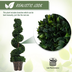 Plantă Artificială Decorativă Buxus în Spirală cu Ghiveci Inclus, Ф32x120 cm, Verde - Img 4