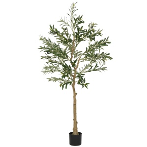 Plantă Artificială Măslin 150 cm cu 720 Frunze, 32 Măsline și Ghiveci - Img 1