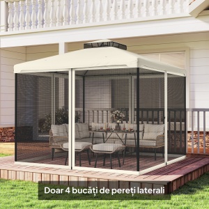 Plasa de Tantari pentru Corturi cu Perdele de Rezerva Universale cu Balamale, 302x207cm - Negru / Bej - Img 9