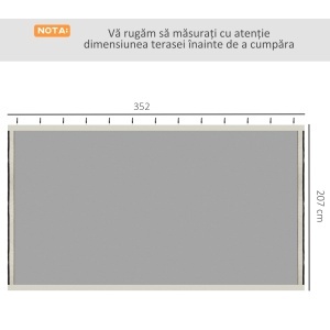 Plasa de Tantari pentru Corturi cu Perdele de Rezerva Universale cu Balamale, 335x207cm - Negru / Bej - Img 3