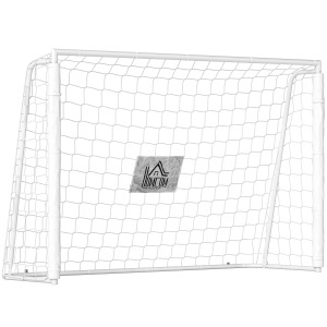 Poartă de Fotbal pentru Adulți și Copii de Grădină cu Țintă Centrală și Stâlpi, 186x62x123 cm, Alb - Img 1