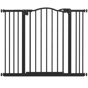 Poartă Extensibilă pentru câini fără șuruburi, Poartă de Siguranță Reglabilă, 94-100x78 cm, Negru - Img 1