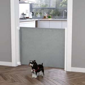 Poartă Extensibilă pentru Câini până la 115 cm, Alb și Gri - Img 2
