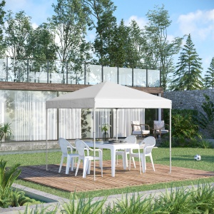 Pop Up Foisor 2,45 x 2,45 m rezistent la apa cu franghii si cuie de otel si tesatura Oxford alba - Img 2
