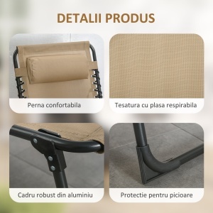 Portable Sun Lounger, Folding Camping Bed 5-position Adjustable Grey - Img 5