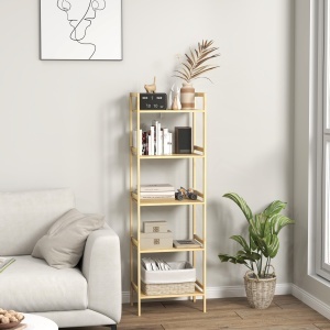 Raft de Depozitare pentru Baie cu 5 Niveluri, 43,5x31,5x142 cm, Lemn Natural - Img 8