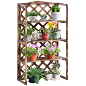 Raft Ghivece pentru Plante cu 3 Etajere din Lemn de Brad, 80x40x150 cm - Img 1