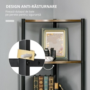 Rafturi de depozitare cu 6 niveluri pentru sufragerie, dormitor, bucatarie, maro inchis - Img 4