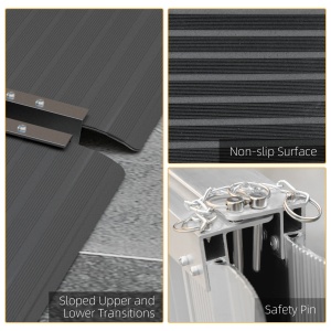 Rampă pentru Scaun cu Rotile, Rampă de Prag Pliabilă din Aluminiu cu Suprafață Antiderapantă, 152x73,6x5,1 cm, Negru - Img 5