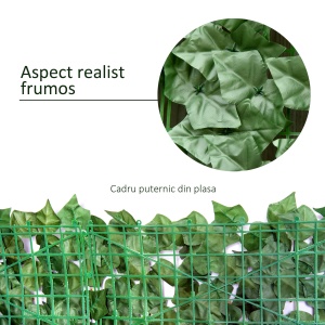Rulou Artificial de Gard Viu din PE, Anti-UV, 300x100 cm, Frunze Verde inchis - Img 6