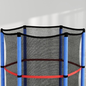 Saltea Elastică pentru Copii 3-6 Ani cu Plasă de Protecție, 6 Stâlpi și 3 Intrări, Ø140x190 cm, Albastru - Img 9