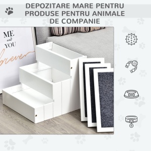 scara din lemn cu 3 trepte, pentru animale, alba - Img 5