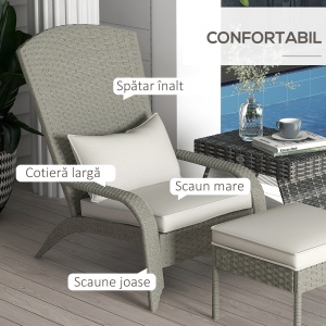 Scaun Adirondack cu taburet din rachita pentru terasa, S - Img 5