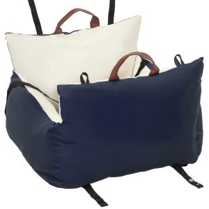 Scaun Auto pentru Câini, Scaun Confortabil pentru Călătorii pentru Câini Mici Sub 5 KG, Pat Portabil de Călătorie cu Curele de Siguranță, Bleumarin