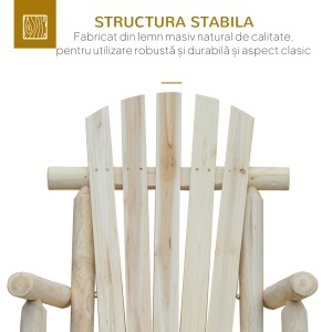Scaun Balansoar de Gradina Stil Adirondack din Lemn, 66x96x98 cm - Img 4