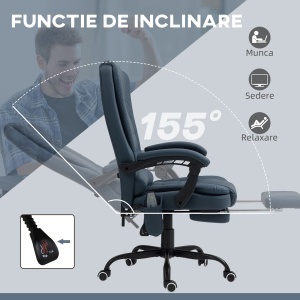 Scaun Birou Ergonomic cu 7 Puncte de Masaj și Suport Picioare Reglabil, Albastru - Img 5