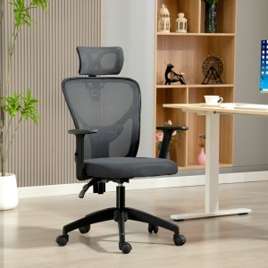Scaun de Birou cu Inaltime Reglabila, 66x61x106-116cm, Gri Închis - Img 2