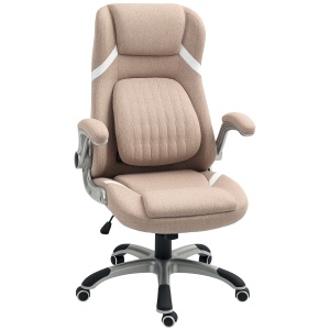 Scaun de Birou Ergonomic cu Brațe Rabatabile, Tetieră, Suport Lombar și Înălțime Reglabilă, 68x76x117 cm, Maro