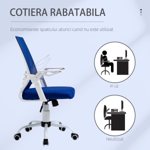 Scaun de Birou Ergonomic cu Suport Lombar din Tesatura Albastra - Img 6