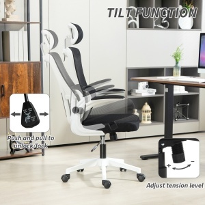 Scaun de Birou Ergonomic cu Tetieră Detașabilă Negru - Img 5