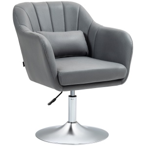 Scaun de birou pivotant la 360° cu Inaltime Reglabila din Material Respirabil, cu Perna, 60x60x79-91 cm, Gri