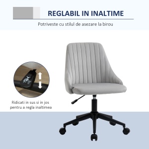 scaun de birou reglabil, catifea, 50x58x77-85cm, gri - Img 4