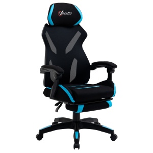 Scaun Gaming Ergonomic 65×65×119‑129 cm Negru/Albastru - Img 1