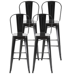 Scaun Metalic Solid si Stivuibil, 44x46x116 cm, negru - Img 1