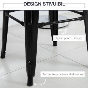 Scaun Metalic Solid si Stivuibil, 44x46x116 cm, negru - Img 6