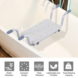 Scaun pentru Cadă din Aliaj de Aluminiu, Plastic și Lățime Reglabilă, 73-83x22x18 cm, Alb - Img 6