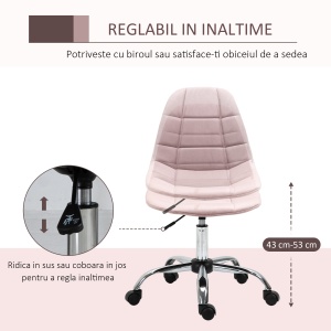 Scaun Pivotant pentru Birou Ergonomic Reglabil Roz - Img 4