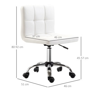 scaun rotativ din piele sintetica, 46x51x76-88cm, alb - Img 3