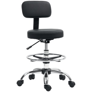 Scaun Rotativ la 360° și Reglabil pe Înălțime cu Suport pentru Picioare, 52x52x78-92 cm, Negru - Img 1