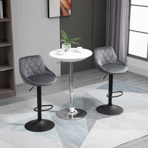 Scaune Bar x2 – Pivotante, Gri Catifelat, inaltime Reglabila - Img 2
