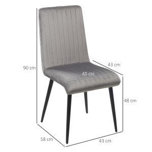Scaune de Luat Masa Set de 2 Scaune de luat Masa, Scaune de Bucatarie Moderne din Tesatura de Catifea cu Spatar cu Canale si Picioare din Otel pentru Camera de Luat Masa, Camera de Zi, Gri - Img 3