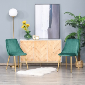 Scaune Moderne și Capitonate, Set din 2 Piese pentru Salon, Sufragerie, Bucătarie sau Zona de Servit Masa, 50x56.5x85 cm, Verde - Img 2