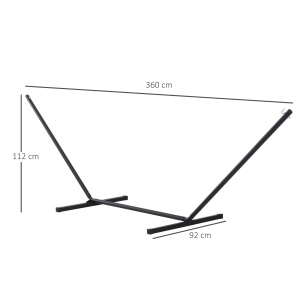 Schelet pentru Hamac Greutate Maxima 120Kg in Metal, Negru, 360x92x112cm - Img 3