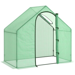 Sera Cabina Portabila 6' x 3' x 6', Folie PE, Sera de Gradina cu Cadru de Otel, Usa cu Fermoar, Aerisire Superioara, pentru Flori, Legume, Puieti, Plante Tropicale, Verde - Img 1