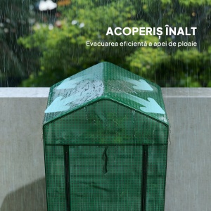 Seră de grădină balcon etajere seră 5 niveluri 0,69 x 0,49 x 1,93 m oțel folie rulabilă PE verde - Img 8
