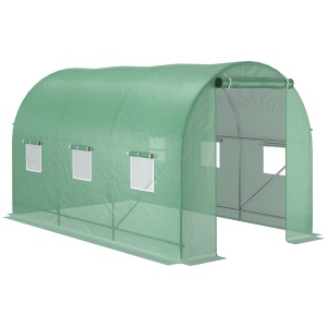Seră de Grădină cu Ferestre, Ușă și Acoperiș Rotunjit, 3.5x2x2m, Verde - Img 1