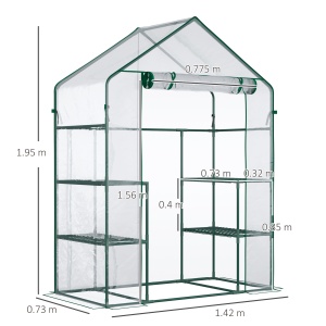 Sera de Gradina din PE Impermeabila si Anti UV, 142x73x195cm - Verde - Img 3