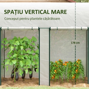 Seră de Grădină, Seră pentru Plante cu 2 Uși Batante Rulante, Acoperire PE, Anti-UV, 2x1x1,78 m, Alb - Img 4