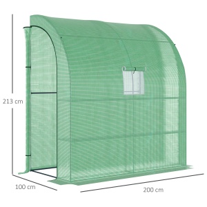 Sera de Perete cu 2 Rafturi pentru Plante si Flori din Otel si PE, 200x100x213cm - Verde - Img 3
