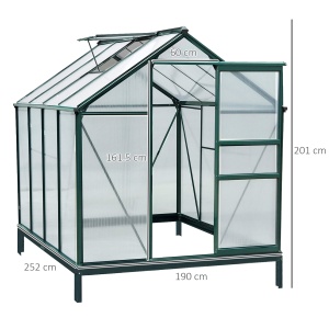 Sera de Plante Mare 183 x 244 x 213 cm pentru Curte, Uz Exterior, cu Fereastra si Usa, Cadru de Aluminiu, Placi BC - Img 3