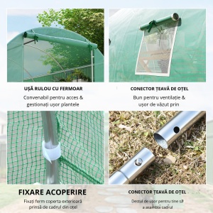 Sera Gradina 3×2 m, Verde, PE & Cadru din Otel - Img 5