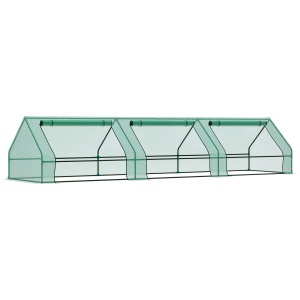 Seră pentru Grădină Impermeabilă și Rezistentă la UV cu 3 Ferestre Rulante, 400x100x80 cm, Verde - Img 1