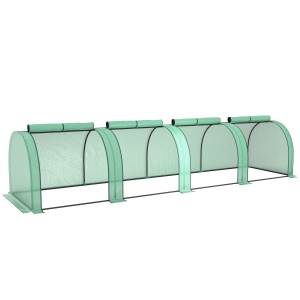 Seră Portabilă Tip Tunel 4x1x0.8 m cu 4 Uși cu Fermoar, Acoperire PVC Rezistentă la Apă/UV - Img 1